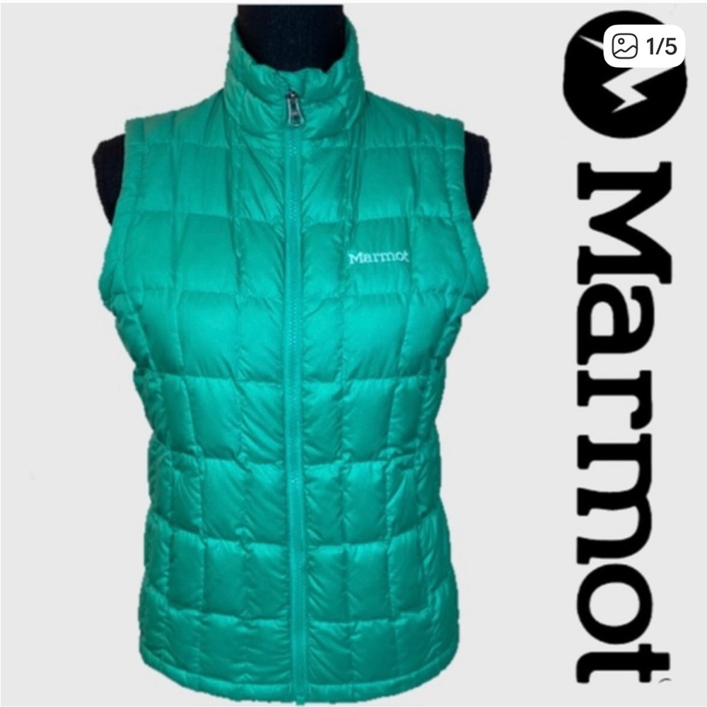 Marmot Youth Girls‎ Teal Green Puffer Vest Quilted Lightweight Down Fill Large.